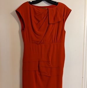 Mad Men Joan orange red wiggle dress